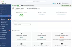 Capture du logiciel Pep's Up — Adhésion en ligne