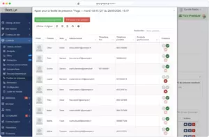Capture du logiciel Pep's Up — Gestion des présences