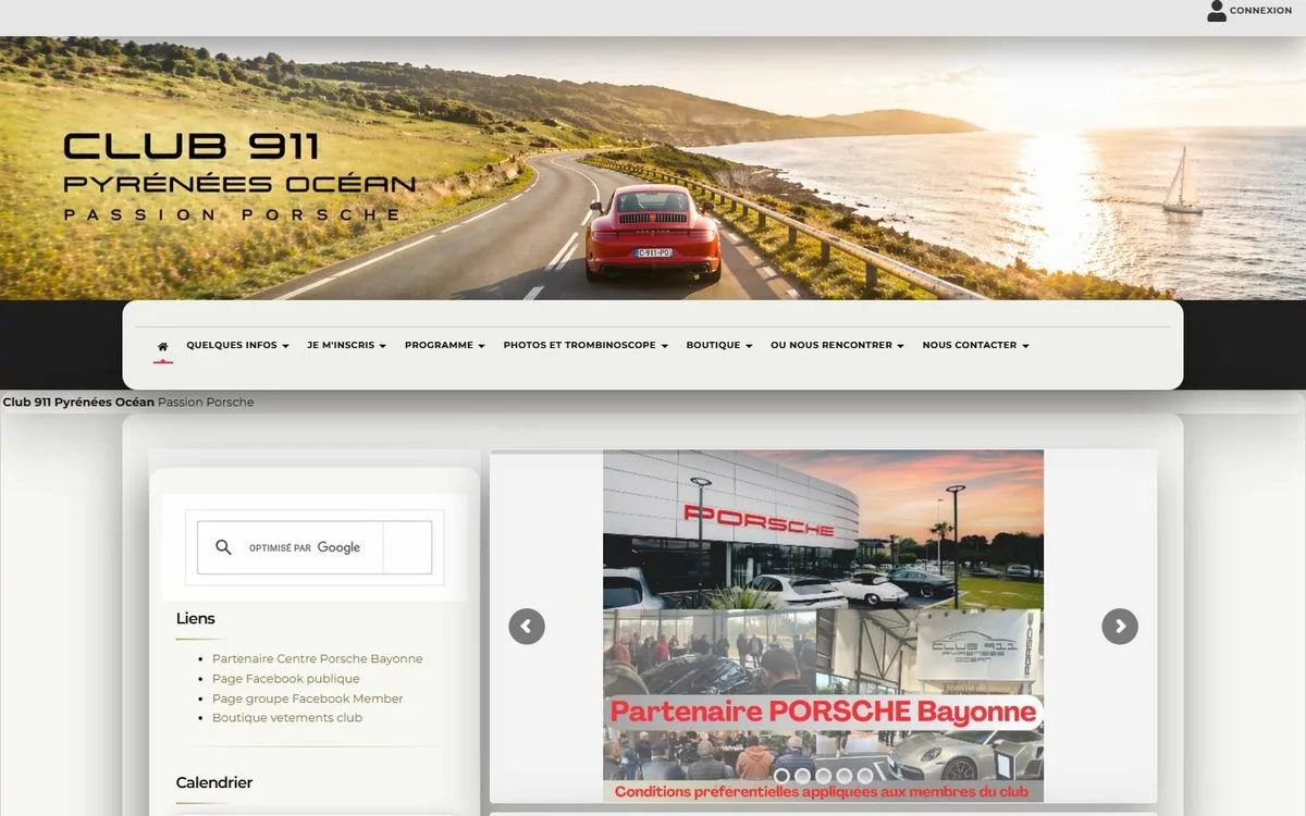 Page d’accueil du site du Club 911 Pyrénées Océan