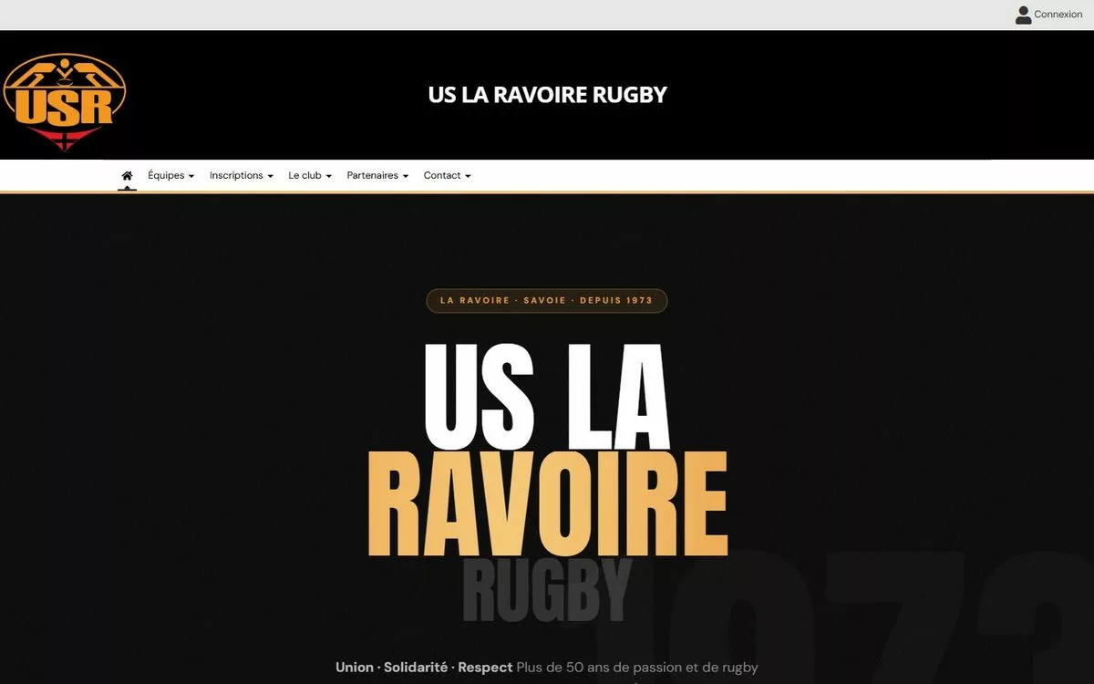 Page d’accueil du site de l’US La Ravoire Rugby
